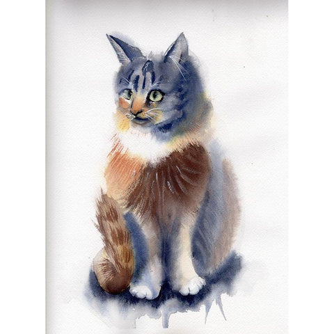 Cat Black Modern Wood Framed Art Print by Shefranov, Olga