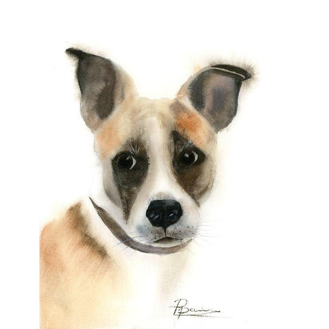 Pup White Modern Wood Framed Art Print by Shefranov, Olga