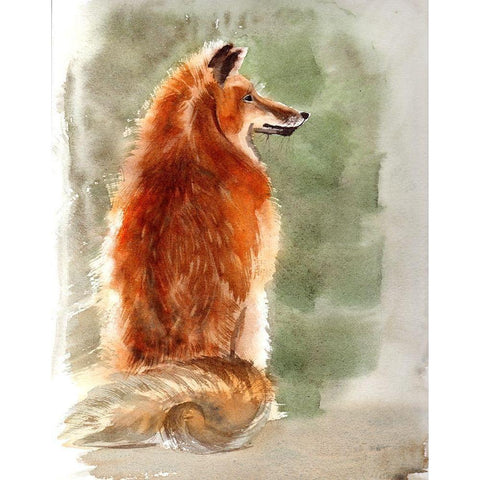 Fox Gold Ornate Wood Framed Art Print with Double Matting by Shefranov, Olga