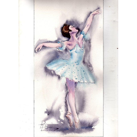 Ballet Dancer White Modern Wood Framed Art Print by Shefranov, Olga