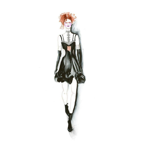 Fashion Girl Black Modern Wood Framed Art Print by Shefranov, Olga