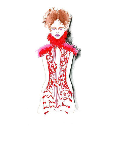 Fashion Girl III White Modern Wood Framed Art Print with Double Matting by Shefranov, Olga