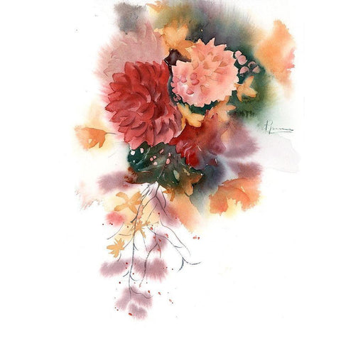 Bouquet White Modern Wood Framed Art Print by Shefranov, Olga