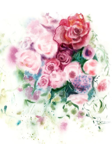 Bouquet II White Modern Wood Framed Art Print with Double Matting by Shefranov, Olga