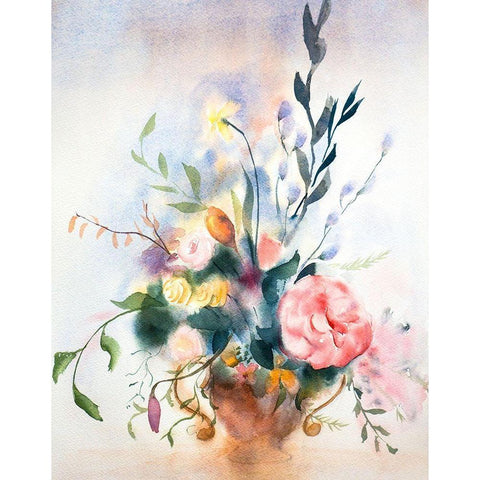 Bouquet III Black Modern Wood Framed Art Print with Double Matting by Shefranov, Olga