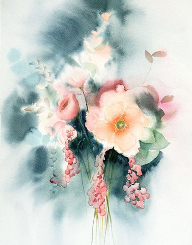 Bouquet IV Black Ornate Wood Framed Art Print with Double Matting by Shefranov, Olga
