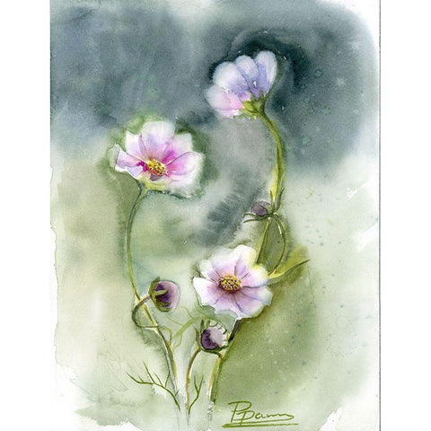 Purple Flowers II Black Modern Wood Framed Art Print with Double Matting by Shefranov, Olga