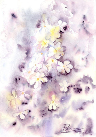 Purple Flowers III Black Ornate Wood Framed Art Print with Double Matting by Shefranov, Olga