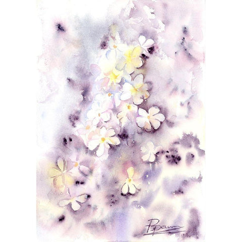 Purple Flowers III Black Modern Wood Framed Art Print with Double Matting by Shefranov, Olga