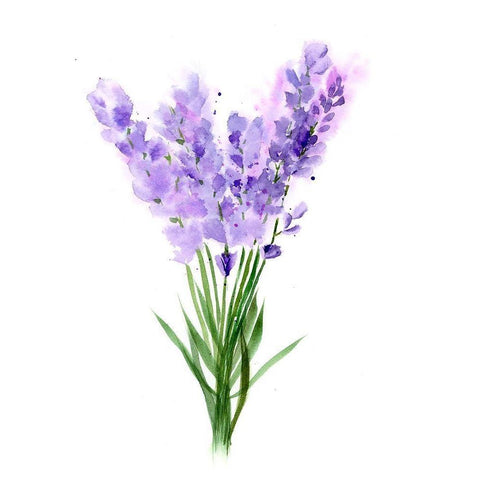 Purple Flowers V White Modern Wood Framed Art Print by Shefranov, Olga