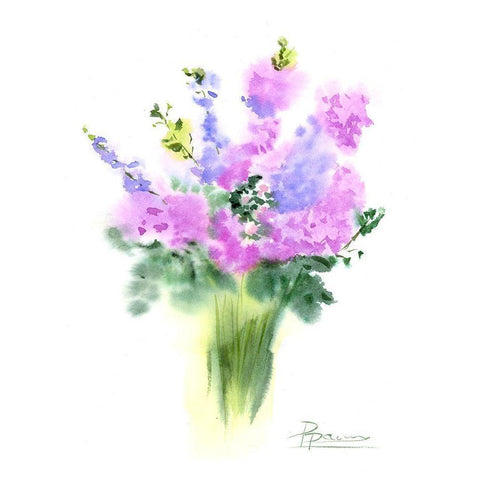 Pink Flowers III Black Modern Wood Framed Art Print by Shefranov, Olga