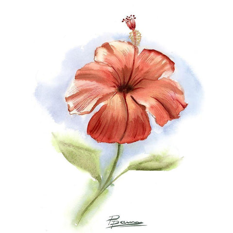 Red Flower White Modern Wood Framed Art Print by Shefranov, Olga