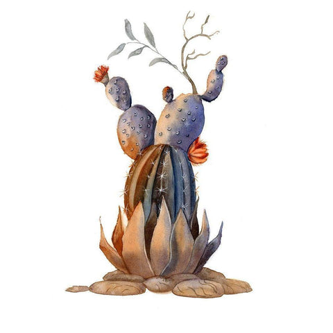 Cactus VI White Modern Wood Framed Art Print by Shefranov, Olga