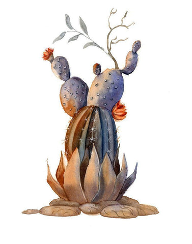 Cactus VI Black Ornate Wood Framed Art Print with Double Matting by Shefranov, Olga