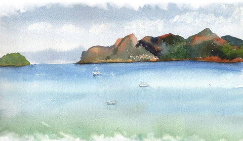 Ocean Scape Black Ornate Wood Framed Art Print with Double Matting by Shefranov, Olga