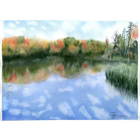 Lake Scape II Black Modern Wood Framed Art Print by Shefranov, Olga
