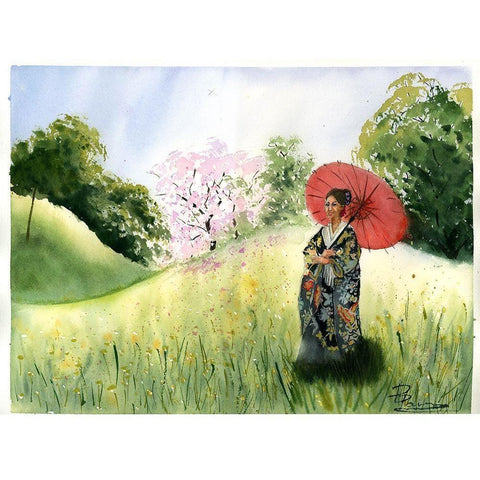 Asian Landscape II Black Modern Wood Framed Art Print by Shefranov, Olga