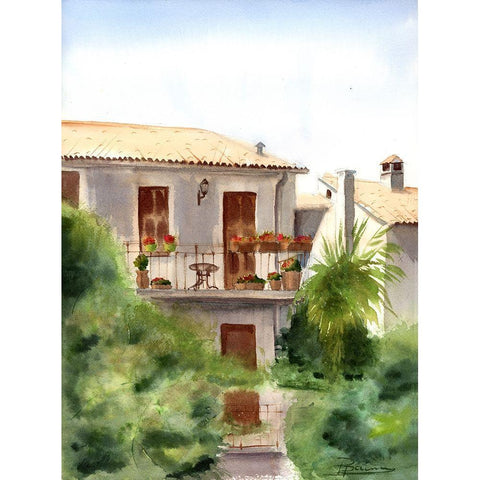 Veranda Gold Ornate Wood Framed Art Print with Double Matting by Shefranov, Olga