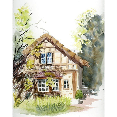 Cottage White Modern Wood Framed Art Print by Shefranov, Olga