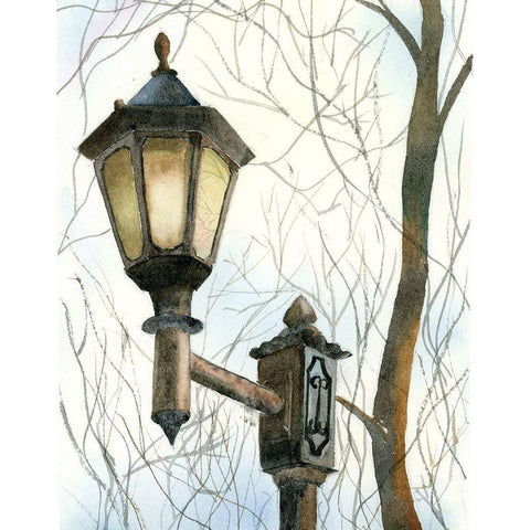 Lamppost I Black Modern Wood Framed Art Print with Double Matting by Shefranov, Olga