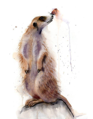 Meercat III Black Ornate Wood Framed Art Print with Double Matting by Shefranov, Olga