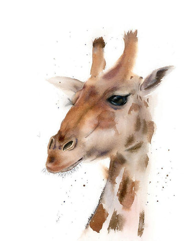 Giraffe White Modern Wood Framed Art Print with Double Matting by Shefranov, Olga