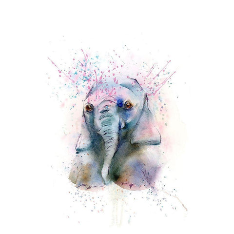 Elephant White Modern Wood Framed Art Print by Shefranov, Olga