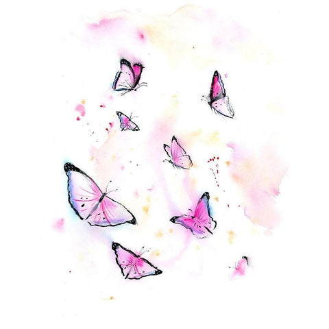 Butterflies I Gold Ornate Wood Framed Art Print with Double Matting by Shefranov, Olga