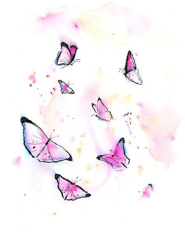 Butterflies I White Modern Wood Framed Art Print with Double Matting by Shefranov, Olga