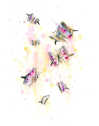 Butterflies II Black Ornate Wood Framed Art Print with Double Matting by Shefranov, Olga