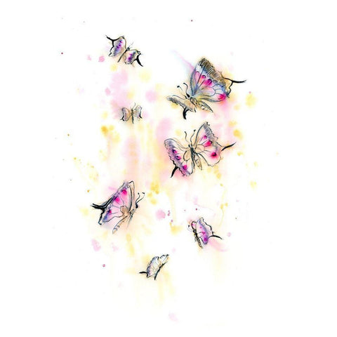 Butterflies II White Modern Wood Framed Art Print by Shefranov, Olga
