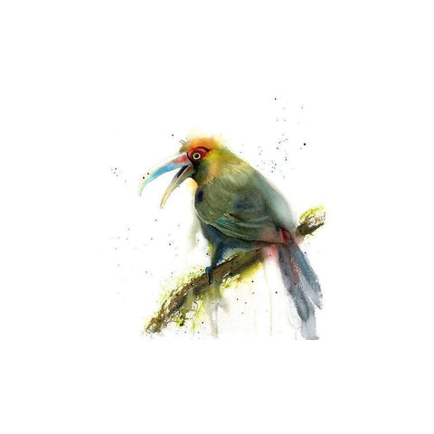 Green Bird Black Modern Wood Framed Art Print with Double Matting by Shefranov, Olga