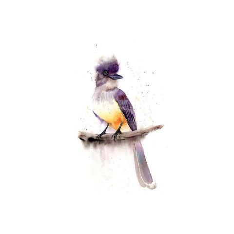 Gray Bird White Modern Wood Framed Art Print by Shefranov, Olga