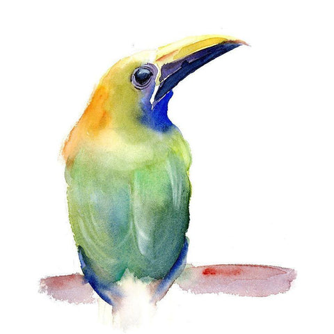 Green Bird II Gold Ornate Wood Framed Art Print with Double Matting by Shefranov, Olga