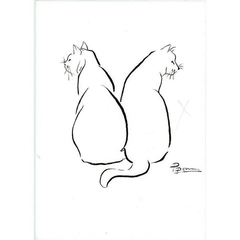 Cat Outlines Black Modern Wood Framed Art Print with Double Matting by Shefranov, Olga