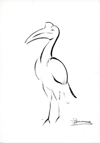 Bird Outline Black Ornate Wood Framed Art Print with Double Matting by Shefranov, Olga