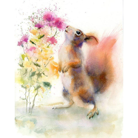 Sniffing Squirrel Black Modern Wood Framed Art Print with Double Matting by Shefranov, Olga