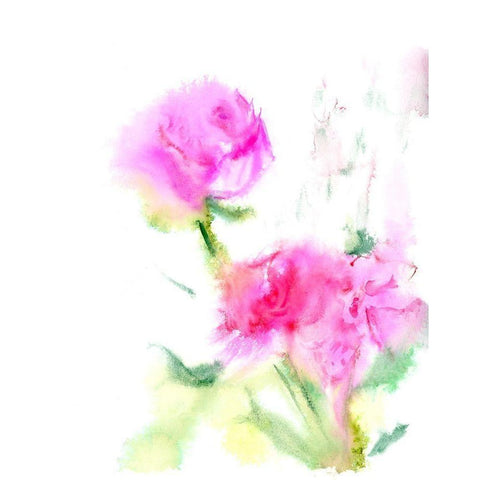 Pink Flowers Black Modern Wood Framed Art Print by Shefranov, Olga