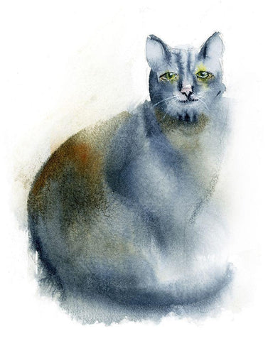 Green Eyes White Modern Wood Framed Art Print with Double Matting by Shefranov, Olga