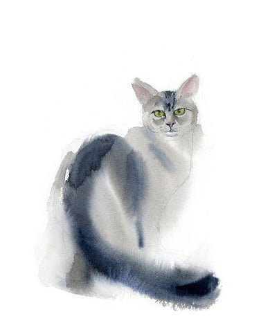 Green Eyes II White Modern Wood Framed Art Print with Double Matting by Shefranov, Olga