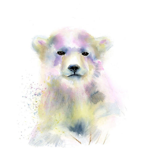Bear Cub White Modern Wood Framed Art Print by Shefranov, Olga