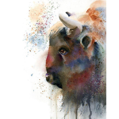 Buffalo White Modern Wood Framed Art Print by Shefranov, Olga