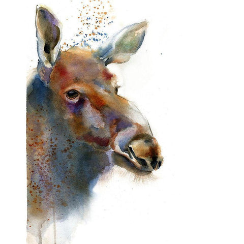 Moose White Modern Wood Framed Art Print by Shefranov, Olga