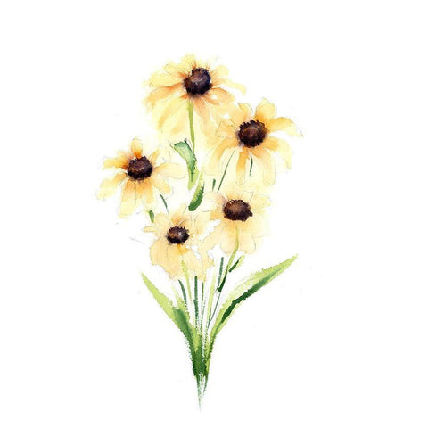 Daisy White Modern Wood Framed Art Print by Shefranov, Olga