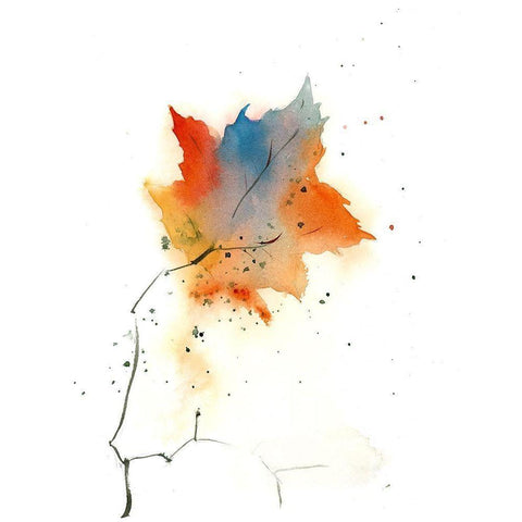 Fall Leaves III White Modern Wood Framed Art Print by Shefranov, Olga