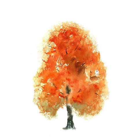 Fall Tree I Gold Ornate Wood Framed Art Print with Double Matting by Shefranov, Olga