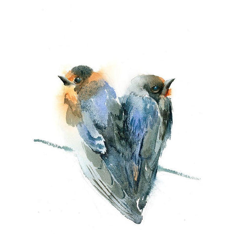 Bird Love Gold Ornate Wood Framed Art Print with Double Matting by Shefranov, Olga