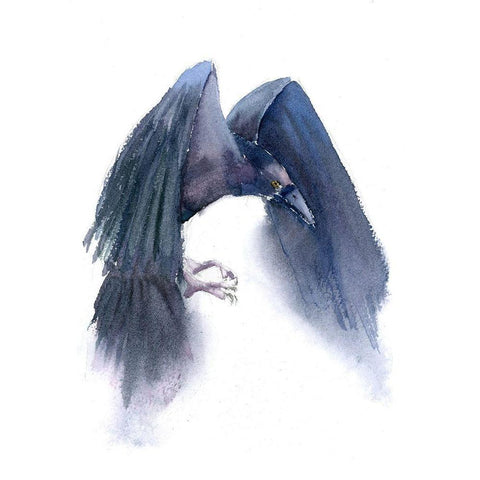 Crow III Gold Ornate Wood Framed Art Print with Double Matting by Shefranov, Olga