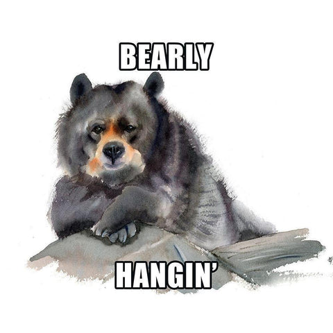 Bearly Hangin White Modern Wood Framed Art Print by Shefranov, Olga