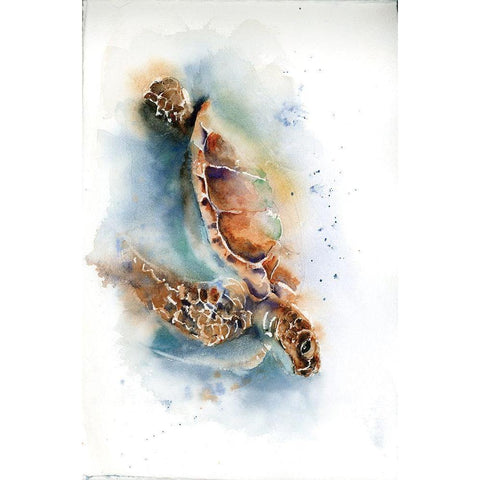 Diving Turtle Black Modern Wood Framed Art Print by Shefranov, Olga
